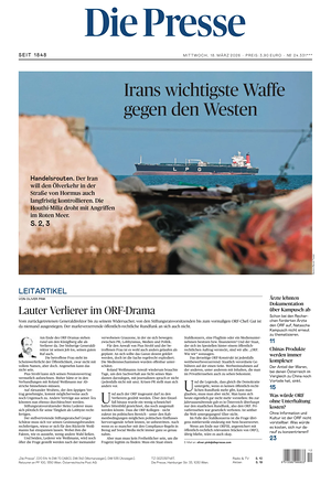 Prima pagina Die Presse di oggi - Quotidiano estero