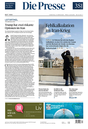 Prima pagina Die Presse di oggi - Quotidiano estero