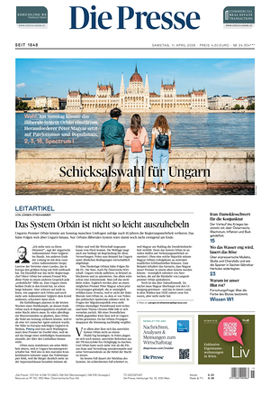 Prima pagina Die Presse di oggi - Quotidiano estero