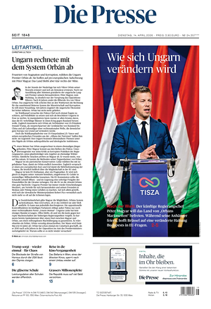 Prima pagina Die Presse di oggi - Quotidiano estero