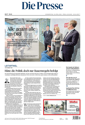 Prima pagina Die Presse di oggi - Quotidiano estero