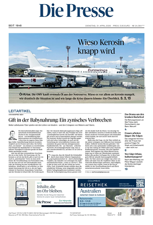 Prima pagina Die Presse di oggi - Quotidiano estero