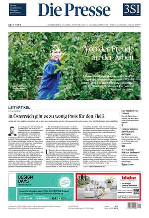 Prima pagina Die Presse di oggi - Quotidiano estero