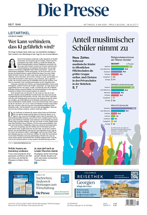 Prima pagina Die Presse di oggi - Quotidiano estero