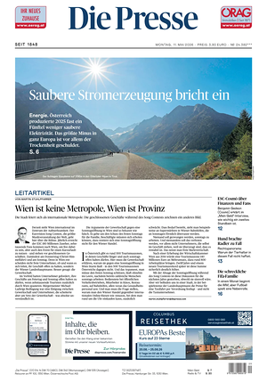 Prima pagina Die Presse di oggi - Quotidiano estero