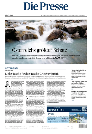 Prima pagina Die Presse di oggi - Quotidiano estero