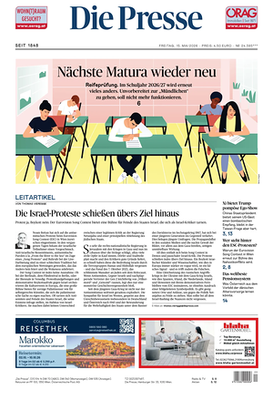 Prima pagina Die Presse di oggi - Quotidiano estero