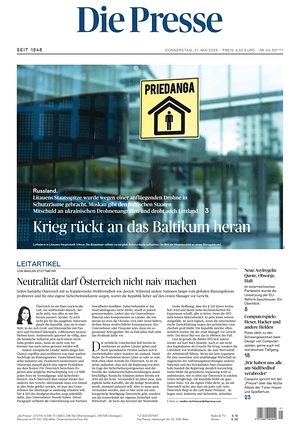 Prima pagina Die Presse di oggi - Quotidiano estero