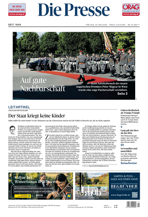 Prima pagina Die Presse di oggi - Quotidiano estero