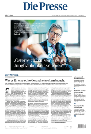 Prima pagina Die Presse di oggi - Quotidiano estero