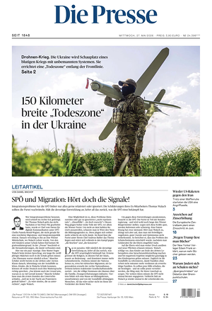 Prima pagina Die Presse di oggi - Quotidiano estero