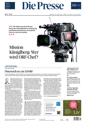 Prima pagina Die Presse di oggi - Quotidiano estero