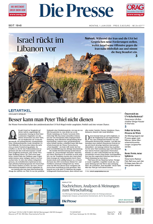Prima pagina Die Presse di oggi - Quotidiano estero