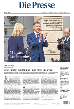 Prima pagina Die Presse di oggi - Quotidiano estero