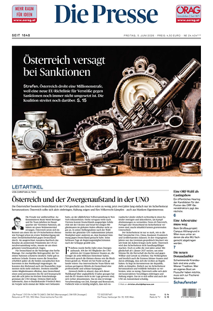 Prima pagina Die Presse di oggi - Quotidiano estero