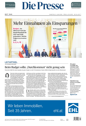 Prima pagina Die Presse di oggi - Quotidiano estero
