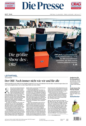 Prima pagina Die Presse di oggi - Quotidiano estero