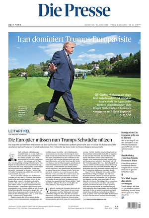 Prima pagina Die Presse di oggi - Quotidiano estero