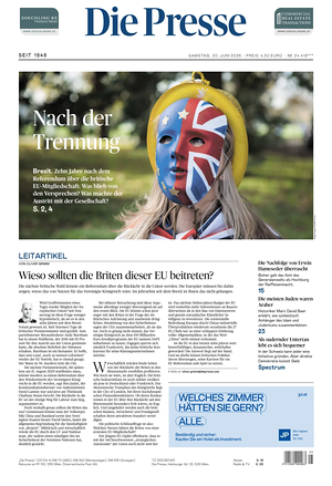 Prima pagina Die Presse di oggi - Quotidiano estero