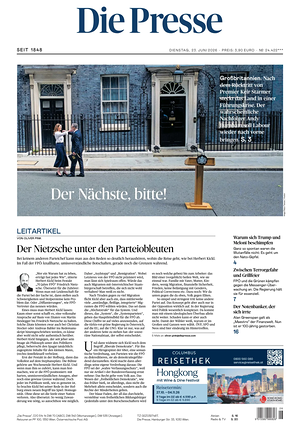Prima pagina Die Presse di oggi - Quotidiano estero
