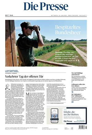 Prima pagina Die Presse di oggi - Quotidiano estero