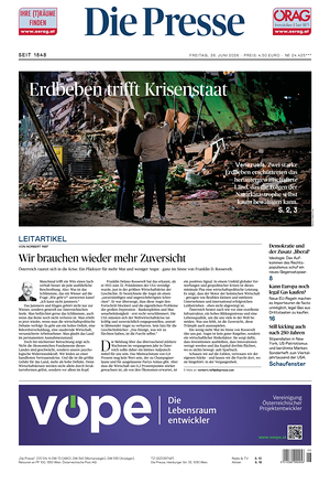 Prima pagina Die Presse di oggi - Quotidiano estero