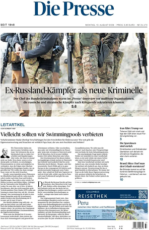 Prima pagina Die Presse di oggi - Quotidiano estero