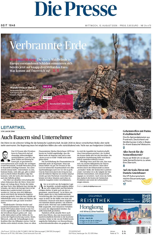 Prima pagina Die Presse di oggi - Quotidiano estero