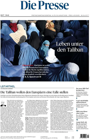 Prima pagina Die Presse di oggi - Quotidiano estero