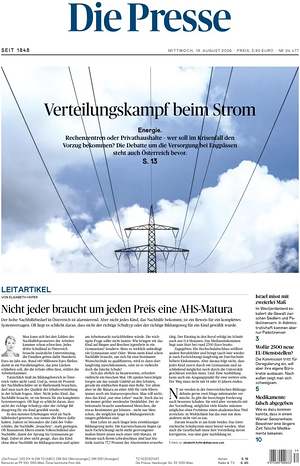 Prima pagina Die Presse di oggi - Quotidiano estero