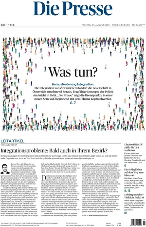 Prima pagina Die Presse di oggi - Quotidiano estero