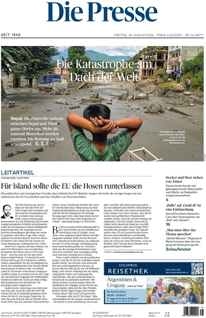Prima pagina Die Presse di oggi - Quotidiano estero