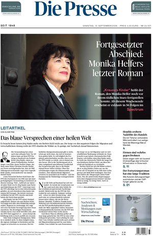 Prima pagina Die Presse di oggi - Quotidiano estero