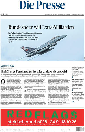 Prima pagina Die Presse di oggi - Quotidiano estero