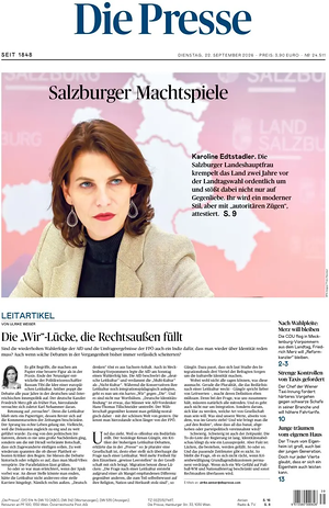 Prima pagina Die Presse di oggi - Quotidiano estero