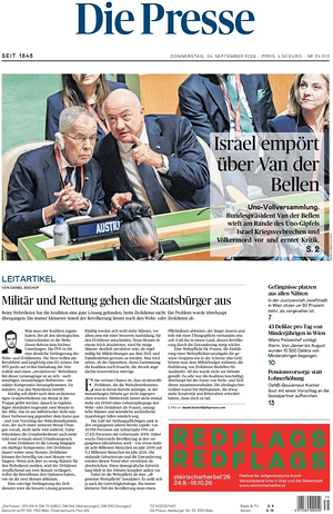 Prima pagina Die Presse di oggi - Quotidiano estero