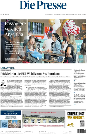Prima pagina Die Presse di oggi - Quotidiano estero