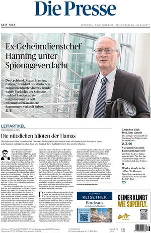 Prima pagina Die Presse di oggi - Quotidiano estero