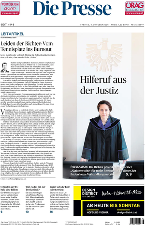 Prima pagina Die Presse di oggi - Quotidiano estero