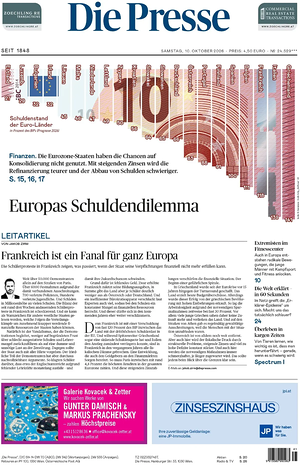 Prima pagina Die Presse di oggi - Quotidiano estero