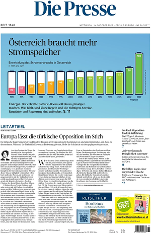 Prima pagina Die Presse di oggi - Quotidiano estero