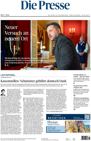 Prima pagina Die Presse di oggi - Quotidiano estero