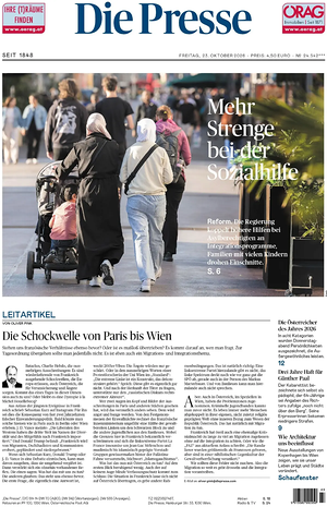 Prima pagina Die Presse di oggi - Quotidiano estero