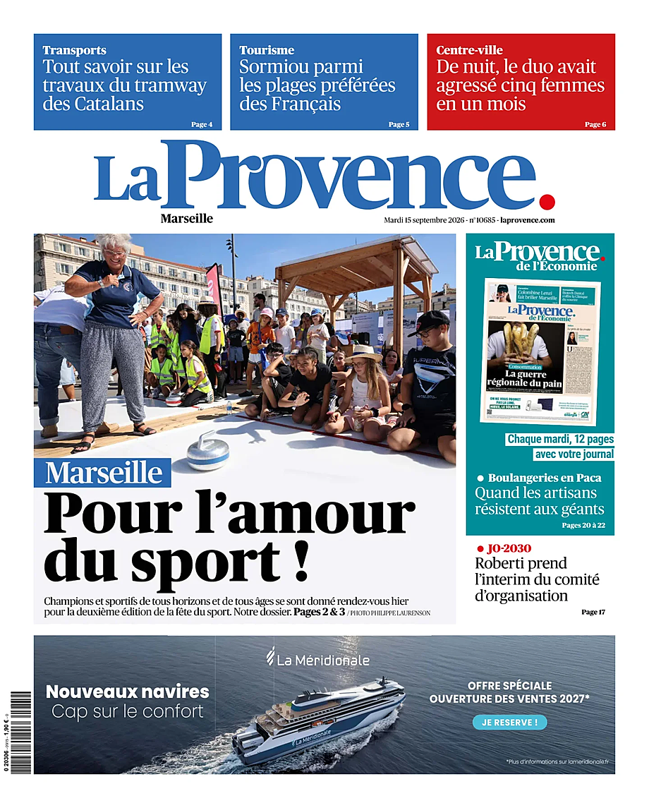 Une de La Provence Marseille du jour - Presse 15 septembre 2026