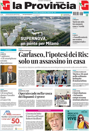 Prima pagina La Provincia Pavese di oggi - Quotidiano regionale