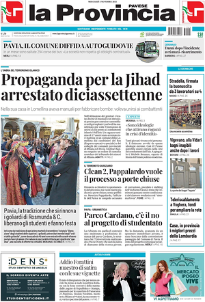 Prima pagina La Provincia Pavese di oggi - Quotidiano regionale
