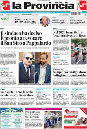 Prima pagina La Provincia Pavese di oggi - Quotidiano regionale