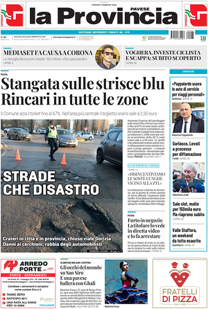 Prima pagina La Provincia Pavese di oggi - Quotidiano regionale