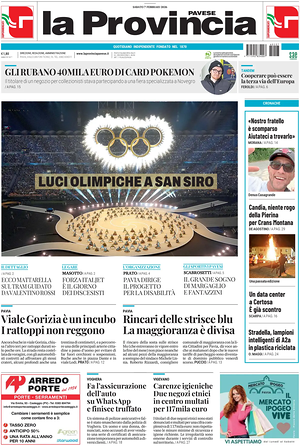 Prima pagina La Provincia Pavese di oggi - Quotidiano regionale