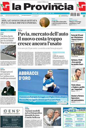 Prima pagina La Provincia Pavese di oggi - Quotidiano regionale